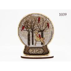 1039 ФрузелОк Набір для вишивки рахунковим хрестиком по дереву - Іграшка Сніжна куля 2026, 10,5х11,5 см