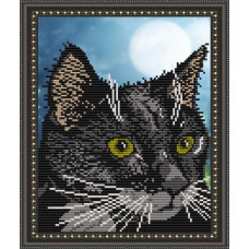 VKA4333 Чорний кіт. ArtSolo. Схема на тканині для вишивання бісером