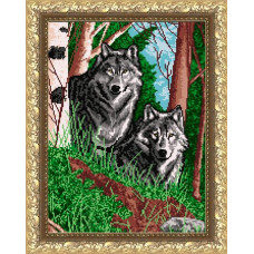 VKA3039 Вовки в лісі. ArtSolo. Схема на тканині для вишивання бісером