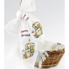 17-19/00 Чарівна мить Заготовка для вишивки рахунковим хрестиком -Бант на кошик (67% поліестер, 33% бавовна)