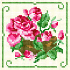 O1242 Рожеві троянди в горщику. Orchidea. Канва з нанесеним малюнком