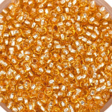 18288 10/0 чеський бісер Preciosa, 50 г, помаранчевий, кристальний з блискучим срібним отвором