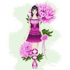 O2437 Дівчина з півонією. Orchidea. Канва з нанесеним малюнком