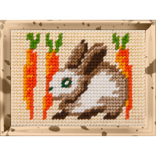 X2122 Заєць з морквинами. Bambini. Набір для вишивки пряжею по канві з малюнком гобеленовим стібком
