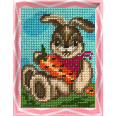 X2224 Заяц с морковкой. Bambini. Набор для вышивания нитками на канве с нанесенным рисунком