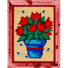 X2243 Красные тюльпаны. Bambini. Набор для вышивания нитками на канве с нанесенным рисунком