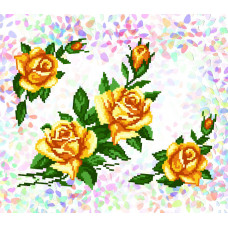 K208 Желтые розы (21х29 см). Confetti. Водорастворимый флизелин с рисунком
