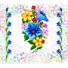 K223 Букет полевых цветов (21х29 см). Confetti. Водорастворимый флизелин с рисунком