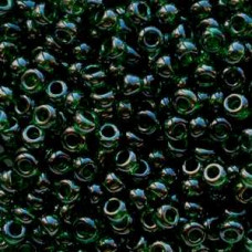 56150 10/0 чеський бісер Preciosa, 50 г, чорнильно-зелений, прозорий глазурований