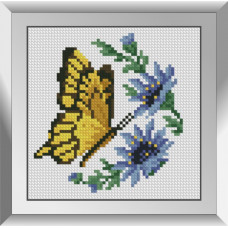 31767M Метелик з волошками. Dream Art. Набір алмазної мозаїки (квадратні, повна)