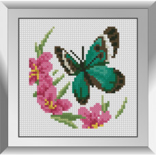 31769M Метелик з космеєю. Dream Art. Набір алмазної мозаїки (квадратні, повна)