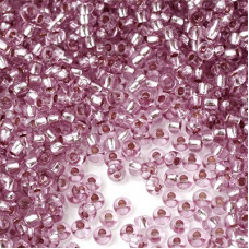 78195 10/0 чеський бісер Preciosa, 50 г, рожево-фіолетовий темний, кристальний сольгель з блискучим срібним отвором