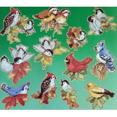 4616 Classic Design Набір для вишивки рахунковим хрестиком по пластику - Іграшки Лісові птахи 8 см, 12 шт, Aida 14 ct