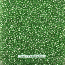 78661 10/0 чеський бісер Preciosa, 50 г, зелений, кристальний сольгель з блискучим срібним отвором