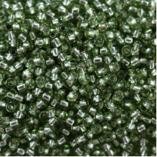78663 10/0 чеський бісер Preciosa, 50 г, зелений, кристальний сольгель з блискучим срібним отвором