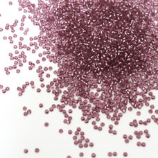 78695 10/0 чеський бісер Preciosa, 50 г, рожево-фіолетовий темний, кристальний сольгель з блискучим срібним отвором