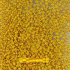 83170 10/0 чеський бісер Preciosa, 50 г, червоні смуги на жовтому, непрозорий полосатий
