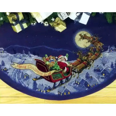 8384 Classic Design Набір для вишивки рахунковим хрестиком - Спідничка під ялинку Санта іде… 75x33 см Aida, 14 ct