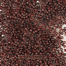 93050 10/0 чеський бісер Preciosa, 50 г, чорні смуги на червоному, непрозорий полосатий