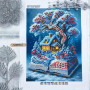А3Н_570 Virena Заготовка для вишивки бісером - Зима - книжка і будиночок 27х36,5 см (схема на габардині)