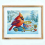 А3Н_580 Virena Заготовка для вишивки бісером - Кардинал червоний з кавою 36,5x27 см (схема на габардині)