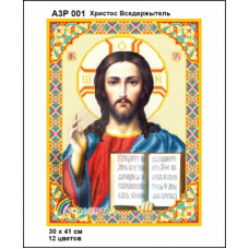 А3Р 001 Христос Вседержитель. Кольорова. Схема на тканині для вишивання бісером