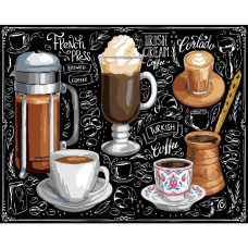 AH1173-19 Strateg Картина за номерами - Світ кави 40x50 см (на чорному фоні, Стратег) AH1173-19 Strateg Картина за номерами - Світ кави 40x50 см (на чорному фоні, Стратег)
