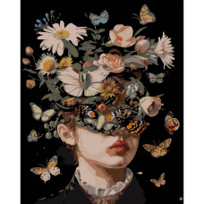 AH1176-19 Strateg Картина за номерами - Дівчина і метелики 40x50 см (на чорному фоні, Стратег) AH1176-19 Strateg Картина за номерами - Дівчина і метелики 40x50 см (на чорному фоні, Стратег)