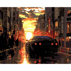 AH1178-17 Strateg Картина за номерами - Авто на заході 40x50 см (на чорному фоні, Стратег) AH1178-17 Strateg Картина за номерами - Авто на заході 40x50 см (на чорному фоні, Стратег)