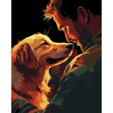 AH1181-19 Strateg Картина за номерами - Людина і пес 40x50 см (на чорному фоні, Стратег) AH1181-19 Strateg Картина за номерами - Людина і пес 40x50 см (на чорному фоні, Стратег)