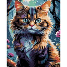 AH1182-19 Strateg Картина за номерами - Кіт в саду 40x50 см (на чорному фоні, Стратег) AH1182-19 Strateg Картина за номерами - Кіт в саду 40x50 см (на чорному фоні, Стратег)