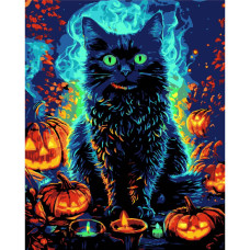 AH1183-12 Strateg Картина за номерами - Кіт у Гелловін 40x50 см (на чорному фоні, Стратег) AH1183-12 Strateg Картина за номерами - Кіт у Гелловін 40x50 см (на чорному фоні, Стратег)