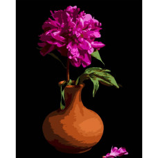 AH1188-17 Strateg Картина за номерами - Півонія в вазі 40x50 см (на чорному фоні, Стратег)