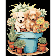 AH1192-16 Strateg Картина за номерами - Цуценяти 40x50 см (на чорному фоні, Стратег)