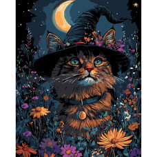 AH1193-17 Strateg Картина за номерами - Геллоуїнський кіт 40x50 см (на чорному фоні, Стратег)