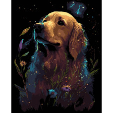 AH1206-17 Strateg Картина за номерами - Золотий ретривер 40x50 см (на чорному фоні, Стратег)