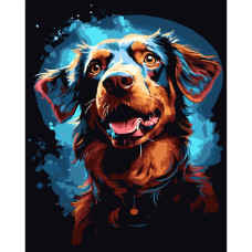 AH1208-17 Strateg Картина за номерами - Веселий пес 40x50 см (на чорному фоні, Стратег)