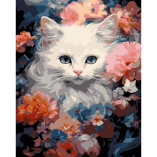 AH1214-19 Strateg Картина за номерами - Біла кішка 40x50 см (на чорному фоні, Стратег) AH1214-19 Strateg Картина за номерами - Біла кішка 40x50 см (на чорному фоні, Стратег)