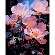 AH1224-17 Strateg Картина за номерами - Нічні квіти 40x50 см (на чорному фоні, Стратег)