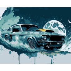 AH1227-15 Strateg Картина за номерами - Нічний мустанг 40x50 см (на чорному фоні, Стратег)