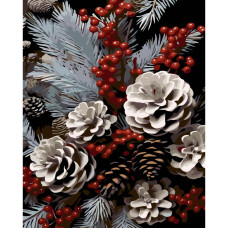 AH1235 Strateg Картина за номерами - Зимова композиція 40x50 см (на чорному фоні, Стратег)