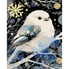 AH1239 Strateg Картина за номерами - Зимова пташка 40x50 см (на чорному фоні, Стратег)