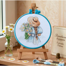 AHM-099 Абрис Арт Набір для вишивки рахунковим хрестиком - Ромашки для неї 15x15 см, Aida14