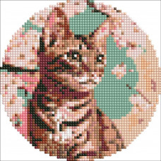 AM-R7912 Чарівне кошеня ©art_selena_ua. Ideyka. Набір алмазної мозаїки (круглі, повна) (Ідейка АМ-R7912)