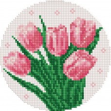 AM-R7935 Ніжні тюльпани ©art_selena_ua. Ideyka. Набір алмазної мозаїки (круглі, повна) (Ідейка АМ-R7935)