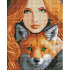 AMC20141 Ideyka Алмазна мозаїка - Вогняна лисиця, 40x50 см (круглі, без підрамника, АМС20141) ©art_selena_ua