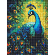 AMC20190 Ideyka Алмазна мозаїка - Витончений павич 30х40 см (круглі, з стразами AB, без підрамника, Ідейка АМС-20190) ©art_selena_ua