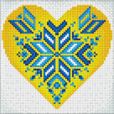 AMC7682 Україна у серці ©Mariia Davydova. Ideyka. Набір алмазної мозаїки (круглі, повна) (Ідейка АМС7682)