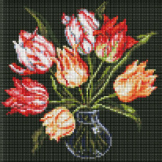 AMC7688 Витончені тюльпани ©kovtun_olga_art. Ideyka. Набір алмазної мозаїки (круглі, повна) (Ідейка АМC7688)