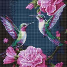 AMO20025 Ideyka Алмазна мозаїка - Казкові птахи 40х40 см (круглі, на підрамнику, АМО-20025) ©art_selena_ua